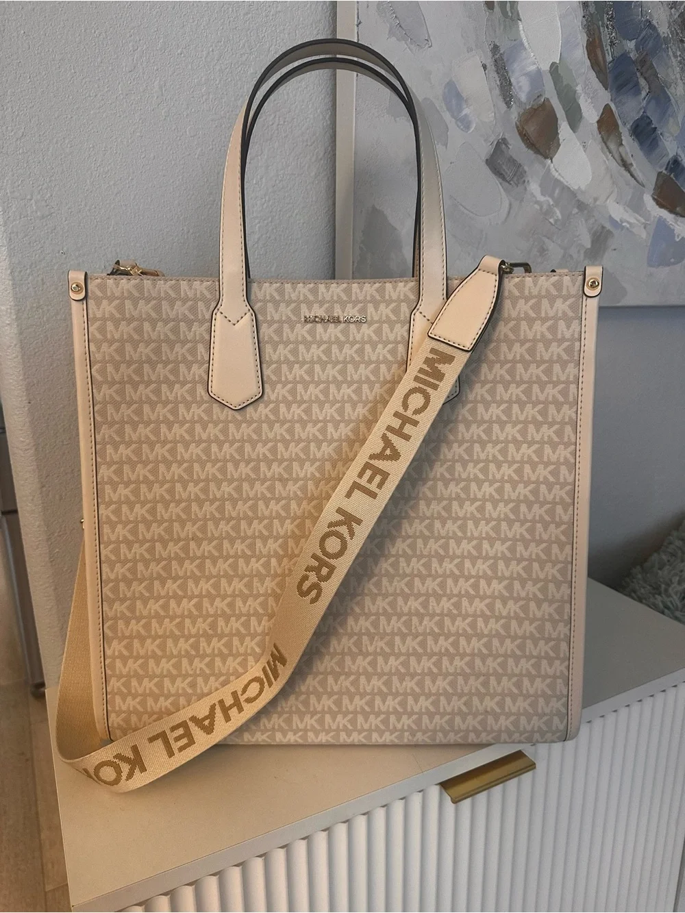 Michael Kors Beige Logo Tote with Branded Strap